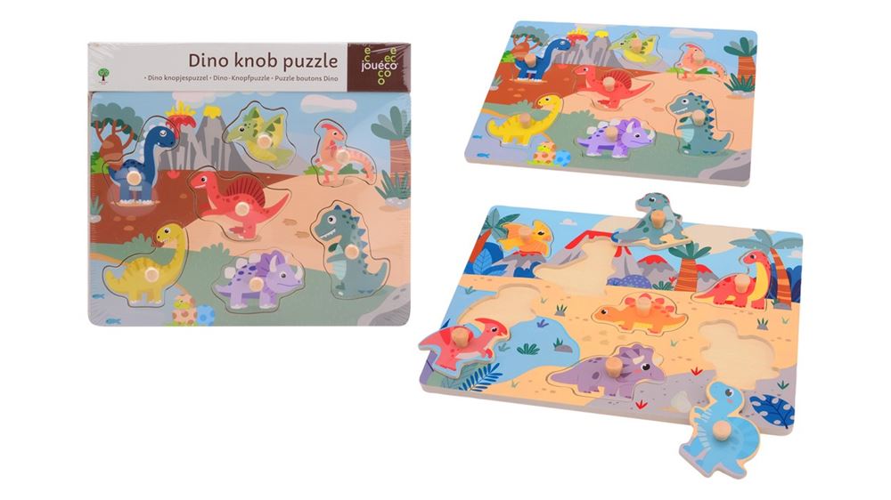 Joueco Wooden Dino Studs Puzzle, 7st.