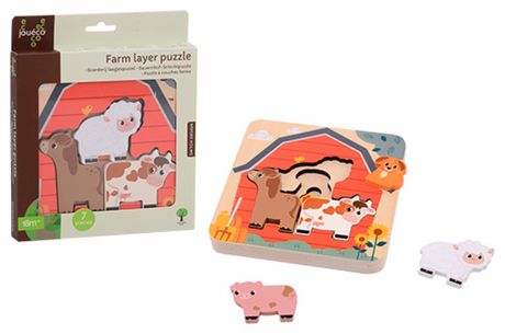 Jouéco puzzle ferme en bois à couches jouets éducatifs.
