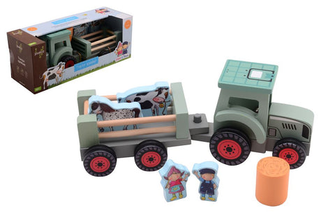 Jouéco johntoy jouet de ferme tracteur en bois avec accessoires fien teun.