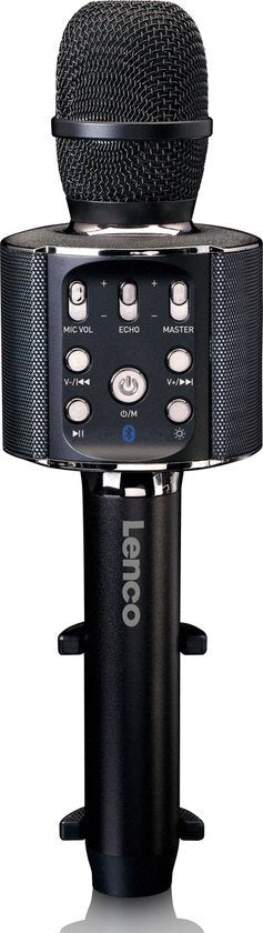 Lenco bmc-090bk microphone karaoké bluetooth avec haut-parleur et éclairage noir
