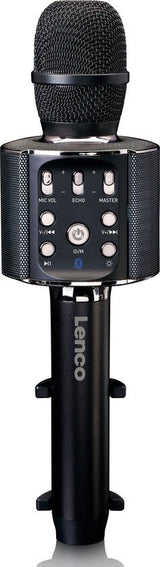 Lenco bmc-090bk microphone karaoké bluetooth avec haut-parleur et éclairage noir
