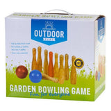 Jeu de quilles de jardin en bois pour jeu d'extérieur avec 9 quilles et 2 boules