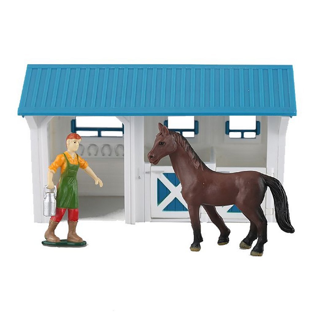 Dutch Farm horse stable with figure and horse