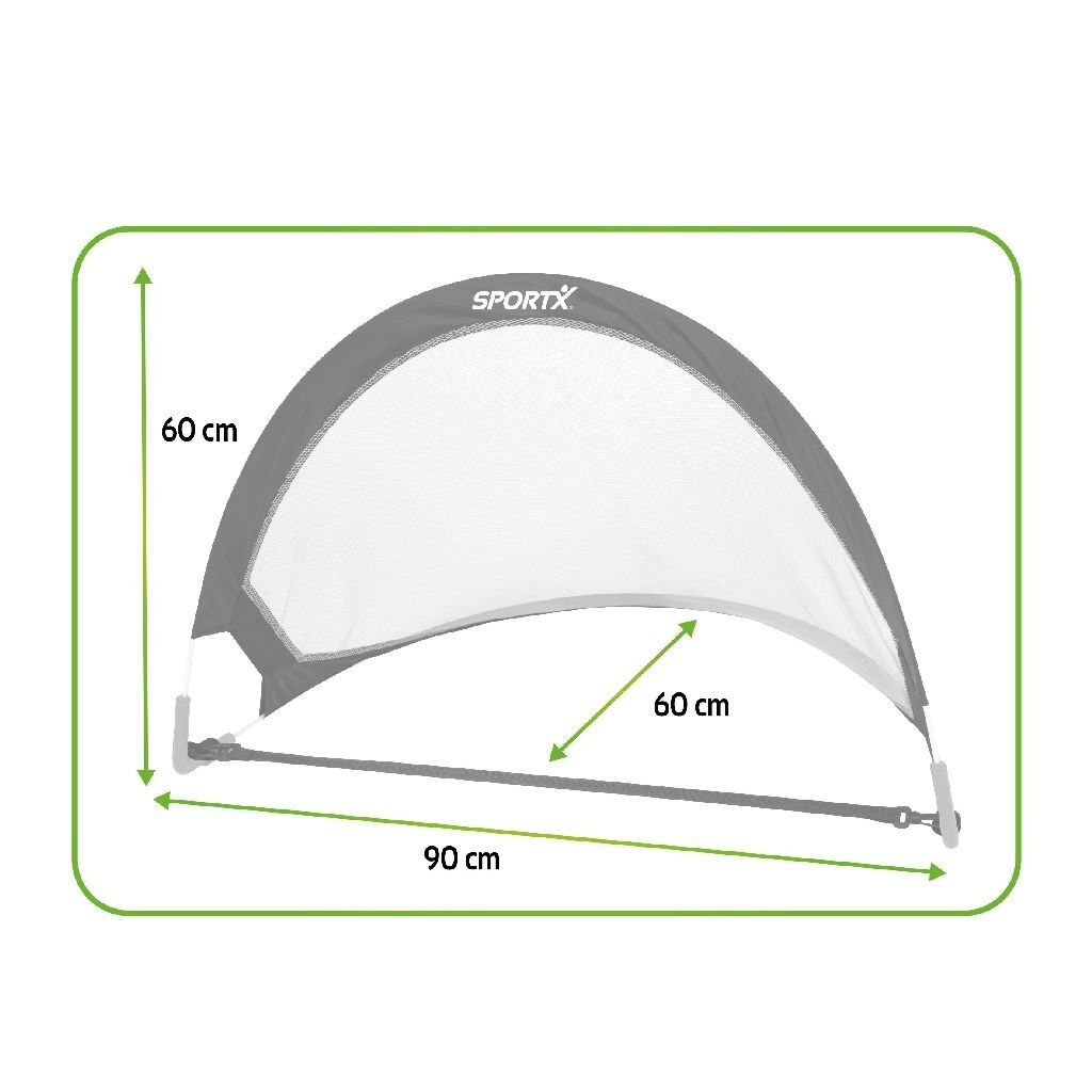 SportX fällbara fotbollsmål 90x60x60 cm 2 stycken svartgrön