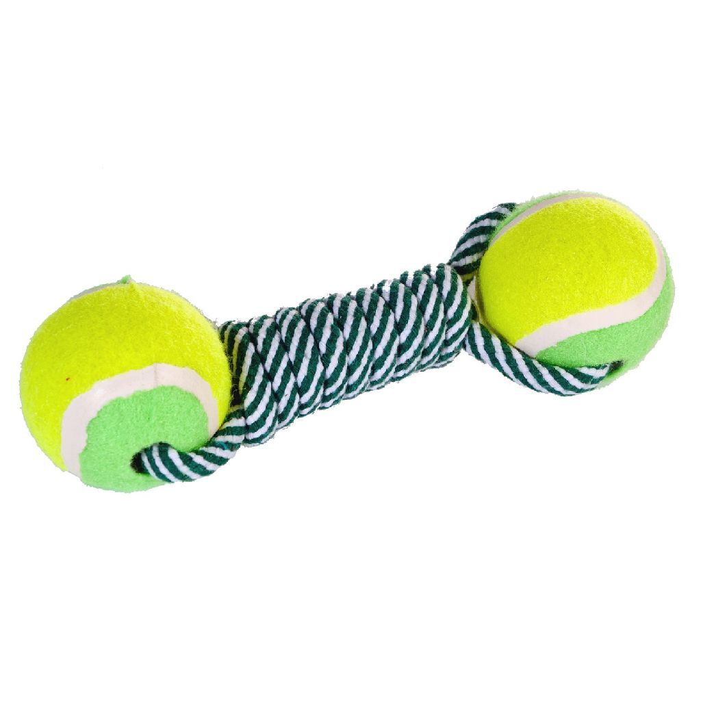 Basic hondentouw met 2 ballen 22 cm