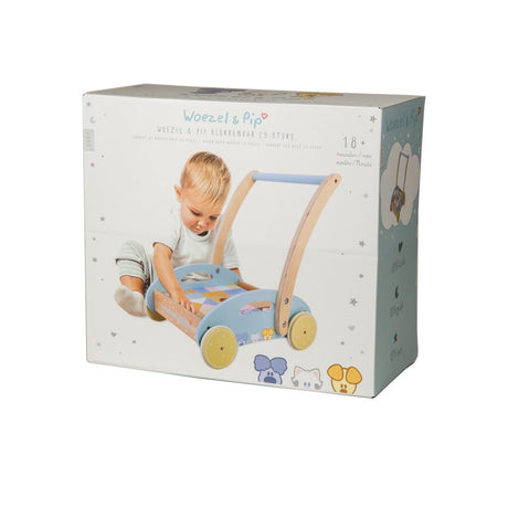 Rubo Toys Chariot à blocs en bois Woezel et Pip 27x35x36 cm