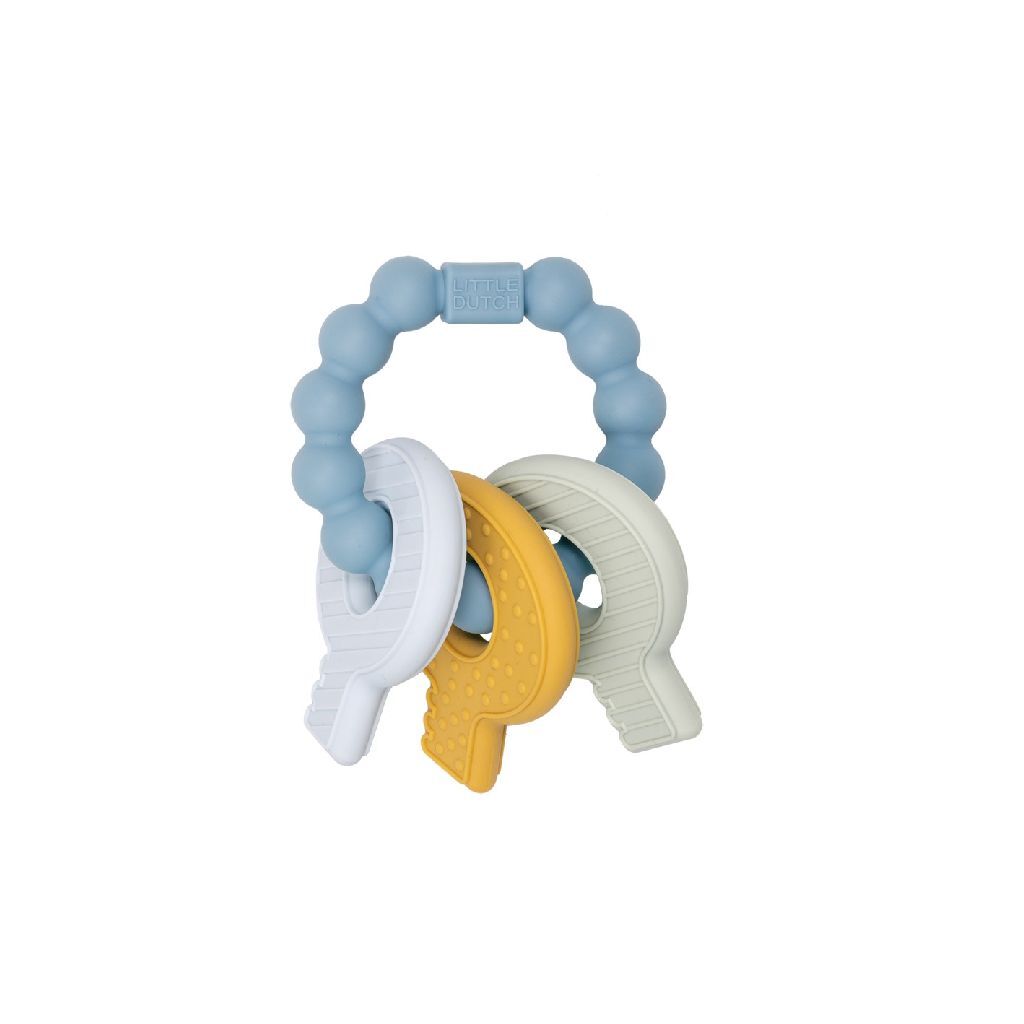 Anneau de dentition Little Dutch, porte-clés en silicone bleu