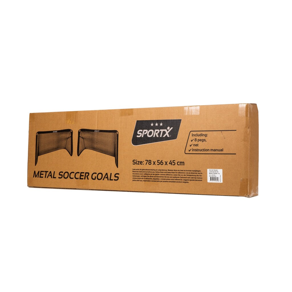 Sportx Metal nogometni cilji 78x56x45 cm 2 kosa črne