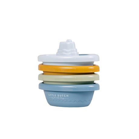 Rubo jouets petits bateaux de bain hollandais bleu - jouets de bain - 4 couleurs - empilables - à partir de 18 mois