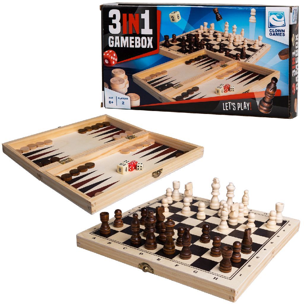 Klown Games 3in1 Game Box Wood