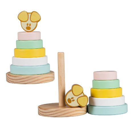 Tour d'empilage pour bébé Rubo Toys Woezel et Pip Pip, 7 pièces.