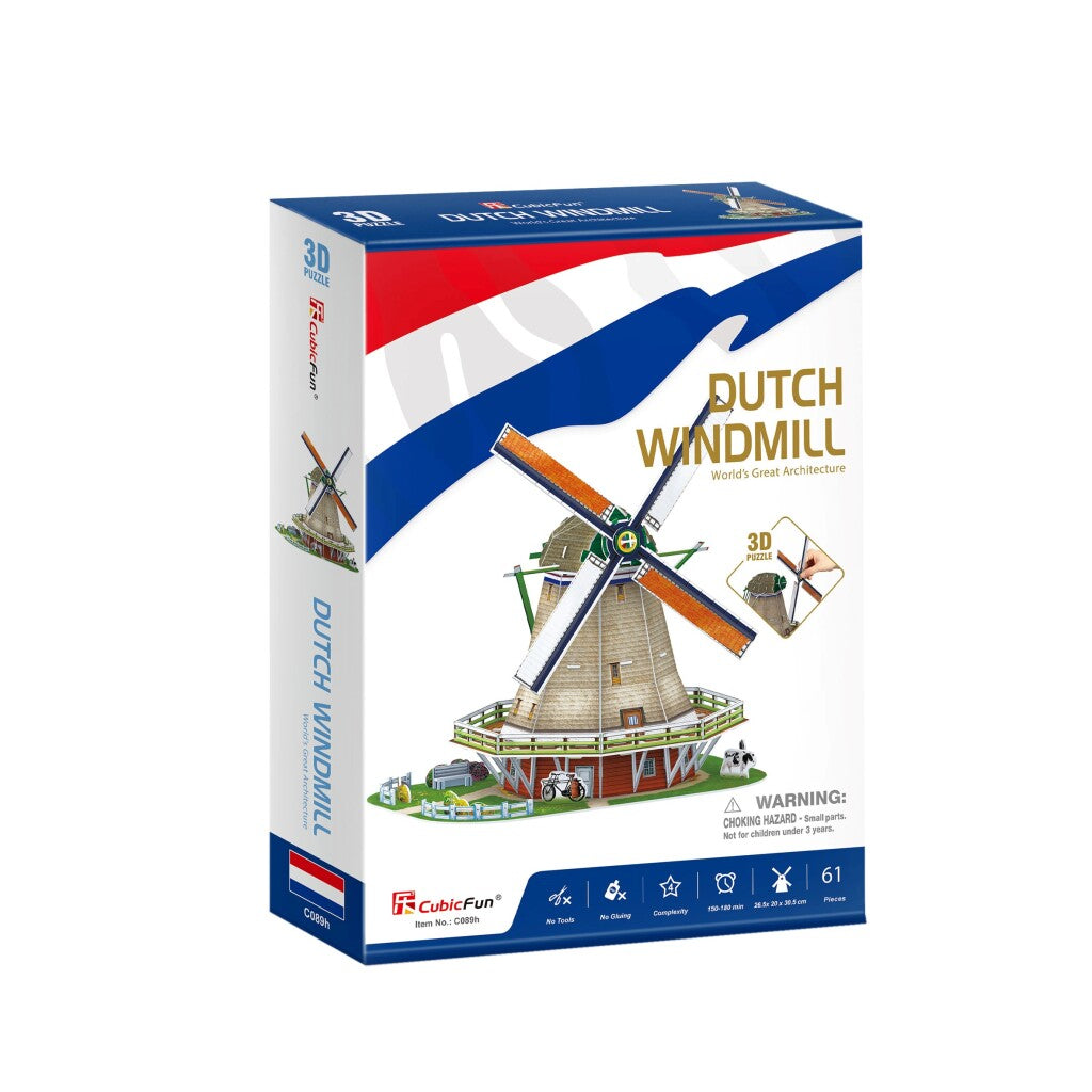Puzzle 3D cubique amusant Moulin à vent hollandais 61 pièces