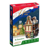 Puzzle 3D amusant cubique Maison hollandaise fromagerie d'hiver + lumière 60 pièces