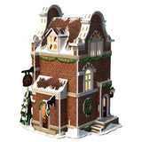 Puzzle 3D amusant cubique Maison hollandaise fromagerie d'hiver + lumière 60 pièces