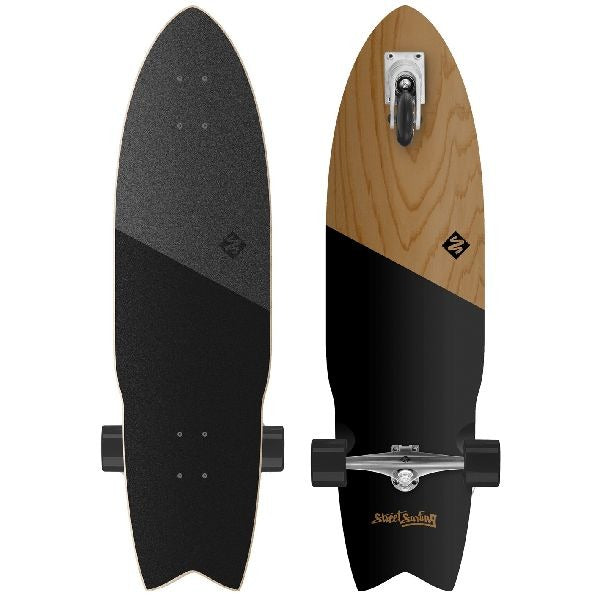 Strooss Surfen Street Surfing Shark Attack 36 Selwer Longboard Koa schwaarz