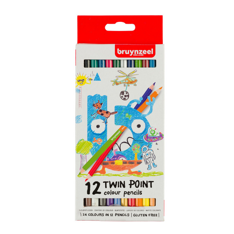 Crayons de couleur à pointe double Bruynzeel pour enfants, 12 pcs.