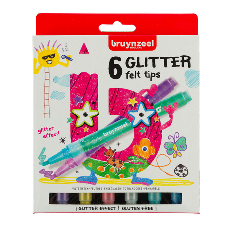 Lot de 6 feutres à paillettes pour enfants Bruynzeel