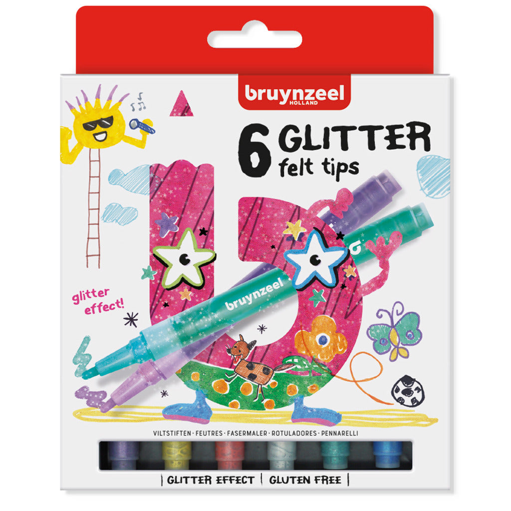 Bruynzeel Kids Glitter Found -Tip Pen, 6st.