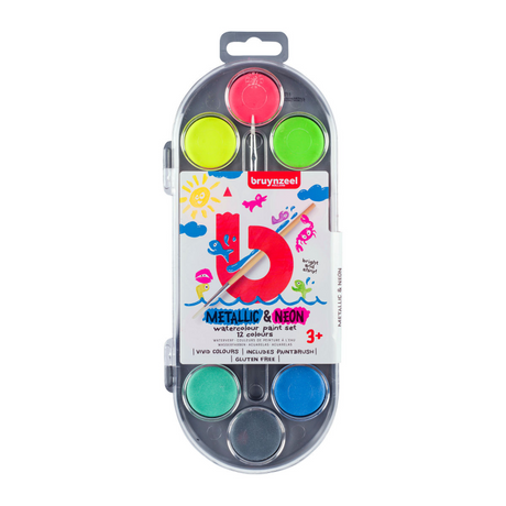 Bruynzeel set aquarelle enfants métallisé et néon