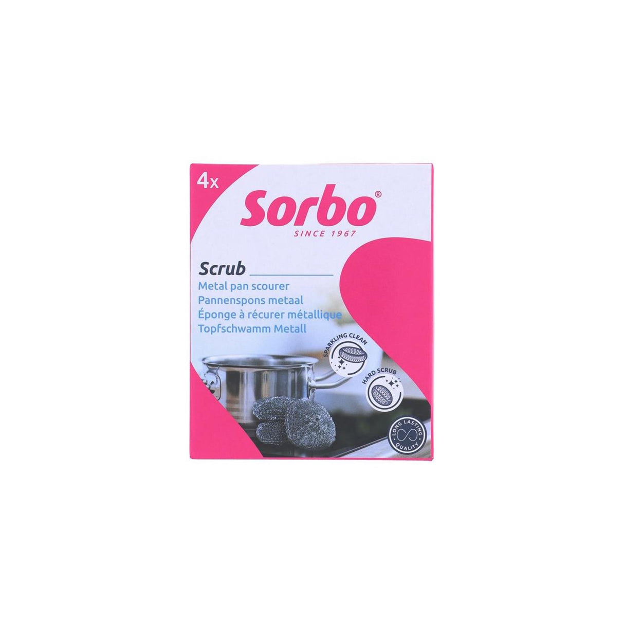 Éponges à poêle Sorbo métal 19 grammes 4 pièces