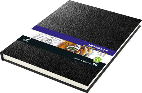 Kangaro k-5320 carnet de croquis a5 crème 120gr papier vierge, 140 pages couverture rigide noir
