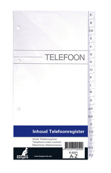 Kangaro k-6201 contenu pour registre téléphonique a-z 4 trous