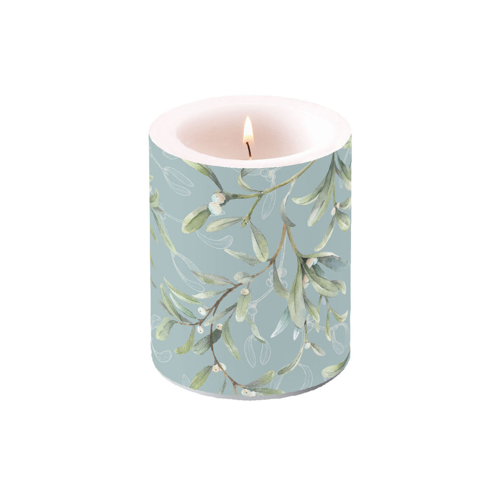 Ambiente bougie pilier gui all over 10x12 cm vert