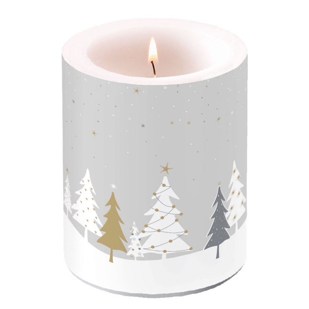 Ambiente Stub candle Midnight Trees 10x12 cm Gray