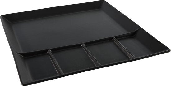 Assiette à fondue No Brand 24,5x24,5cm noir mat | 12 pièces