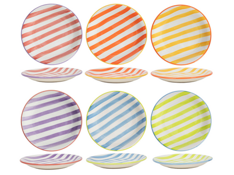 Servies aardewerk summer stripes bord 19cm assorti