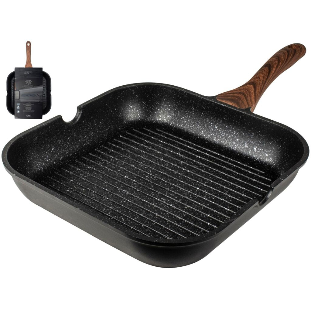 Gusta granito fuerte poêle à griller en pierre 28 cm brun noir