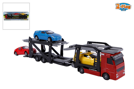 Transporteur de voitures 2 jeux moulé sous pression avec 3 voitures 26 cm multicolore