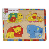Puzzle en bois animaux sauvages avec oursons, 8 pcs.