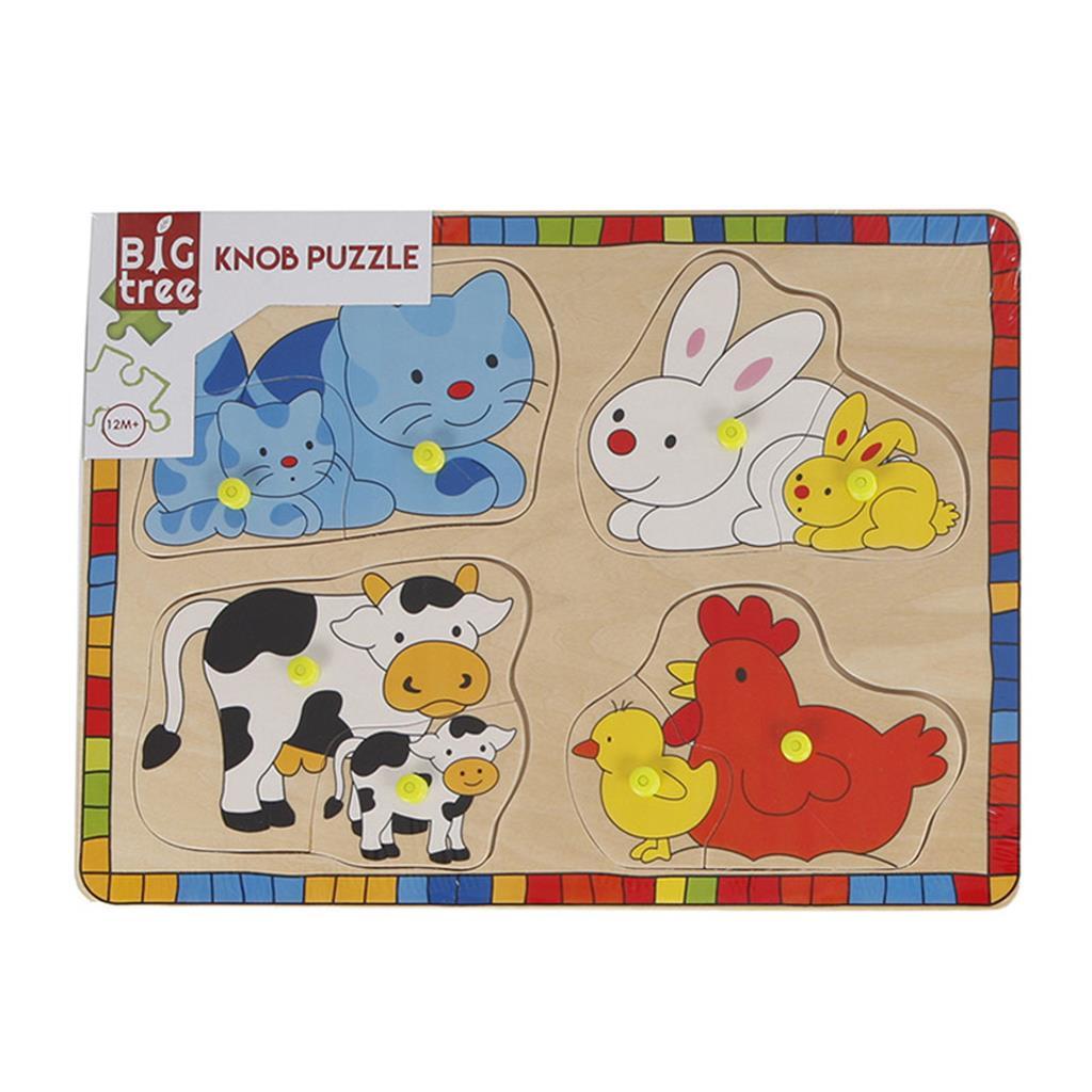 Puzzle en bois animaux sauvages avec oursons, 8 pcs.