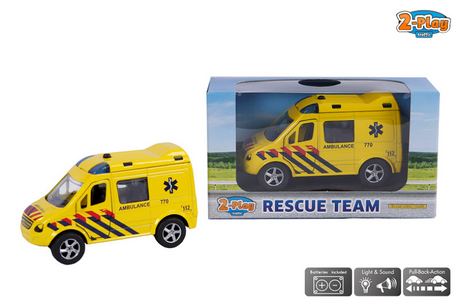 Ambulance à retrait moulée sous pression, 2 jeux, lumière et son NL