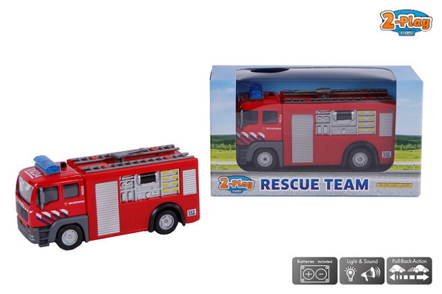 Camion-citerne de pompiers à 2 jeux avec lumière et son 12 cm rouge