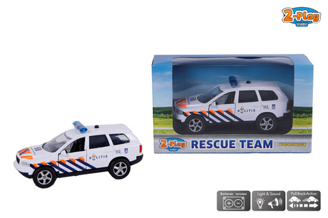 Voiture de police à tirer 2 jeux avec lumière et son 11 cm blanc