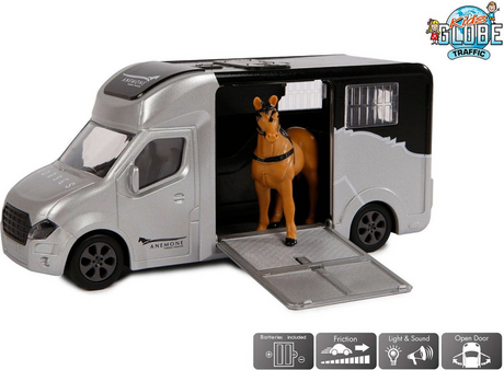 Camion à cheval moulé sous pression pour enfants avec lumière et son, gris