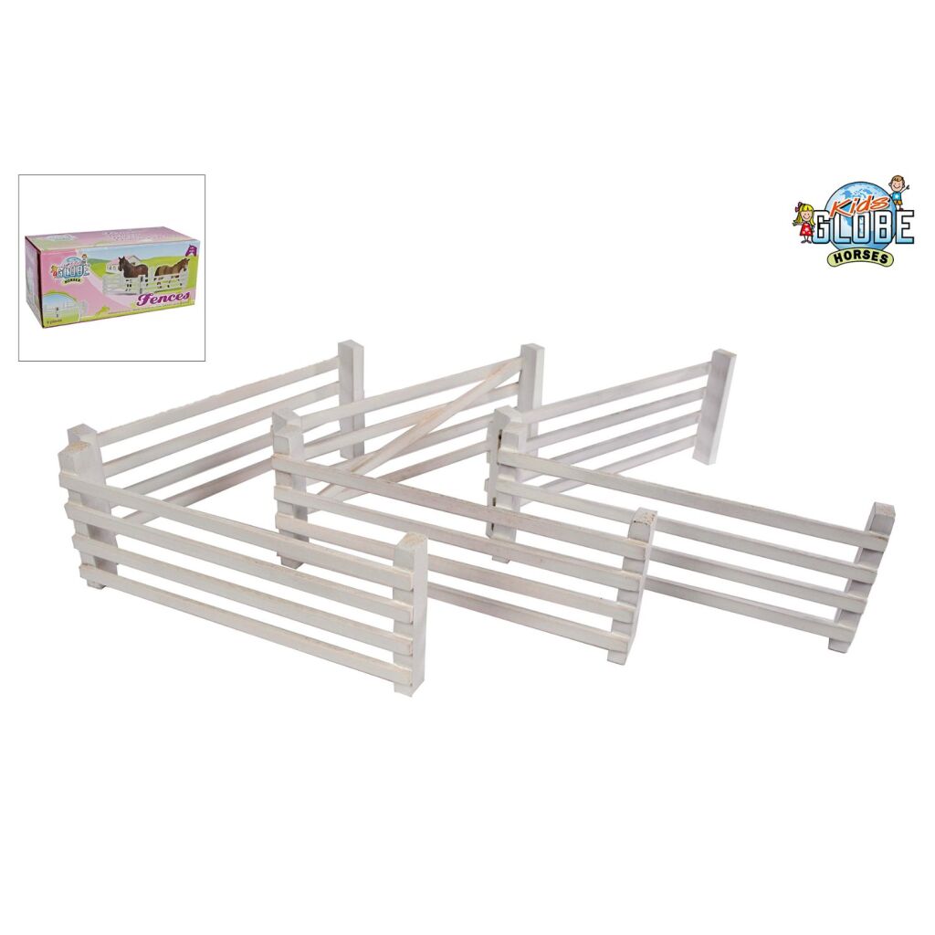 Clôtures en bois pour enfants globe chevaux 6 pièces blanc