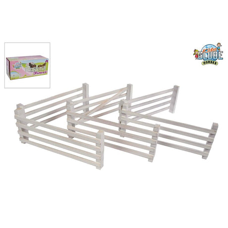Clôtures en bois pour enfants globe chevaux 6 pièces blanc