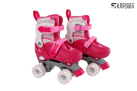Street Rider Roller Skates rose réglable, taille 27-30