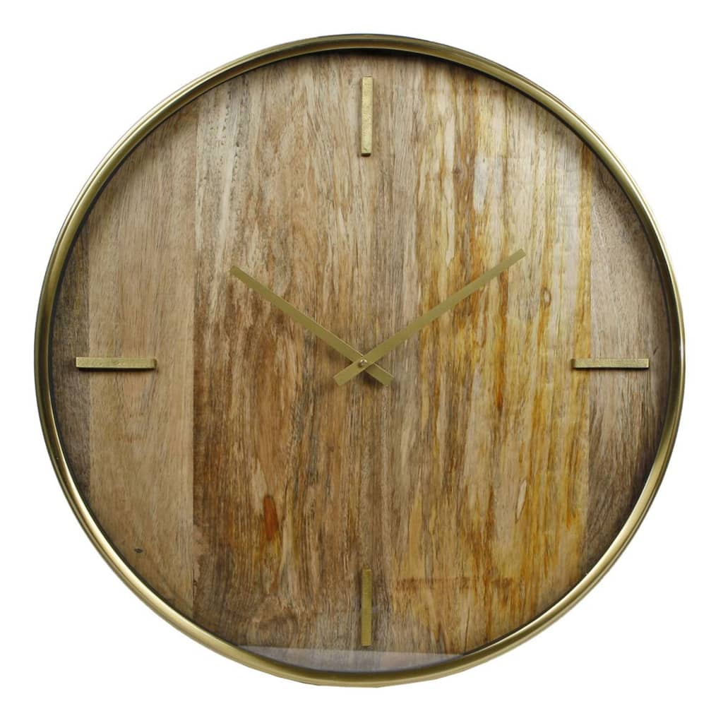 Gifts Amsterdam Gifts Amsterdam Wall Clock Chicago 50 cm Wood and Metal Gold colored