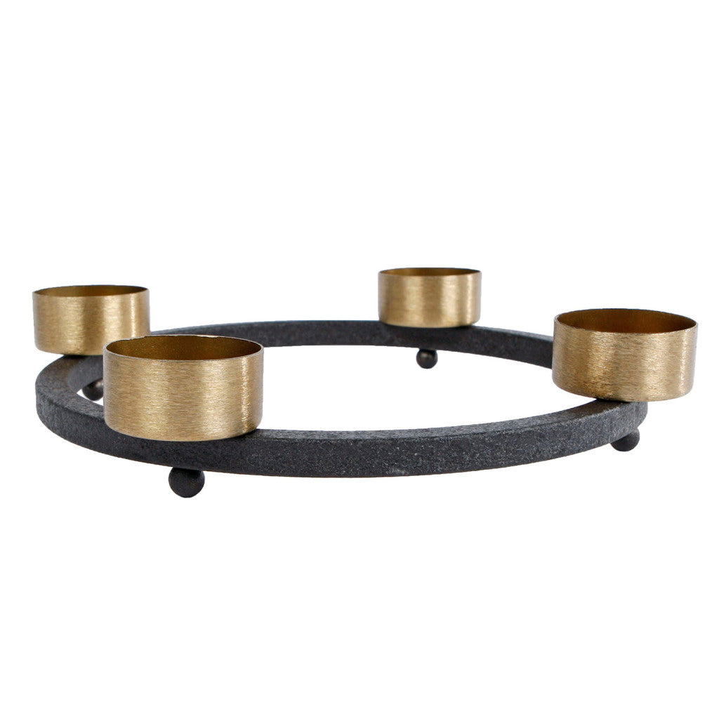 Inne marki Tealight Holder Yono 23x23x5 Cm Black Gold Metal