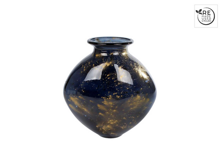 3r vaas meguino neon l zwart goud bol glas 24x10x26cm
