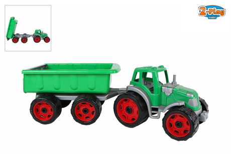 Tracteur 2 jeux avec remorque vert - 52cm