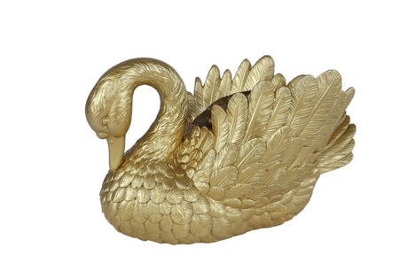 Van crinière sculpture cygne doré polystone statue décorative 28x13x16cm jouet.