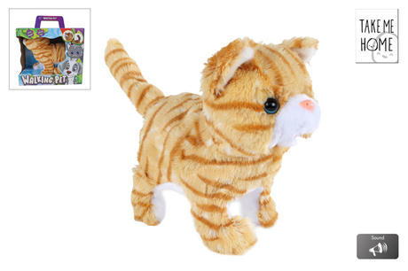 Take me home chat qui marche - peluche minou de 21 cm - miaulant et remuant la queue