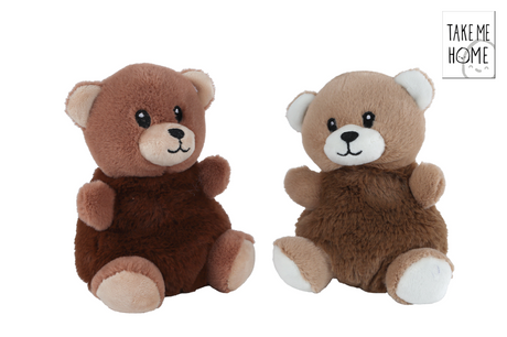 Peluche ours en peluche Take me home 14 cm marron détail brodé.