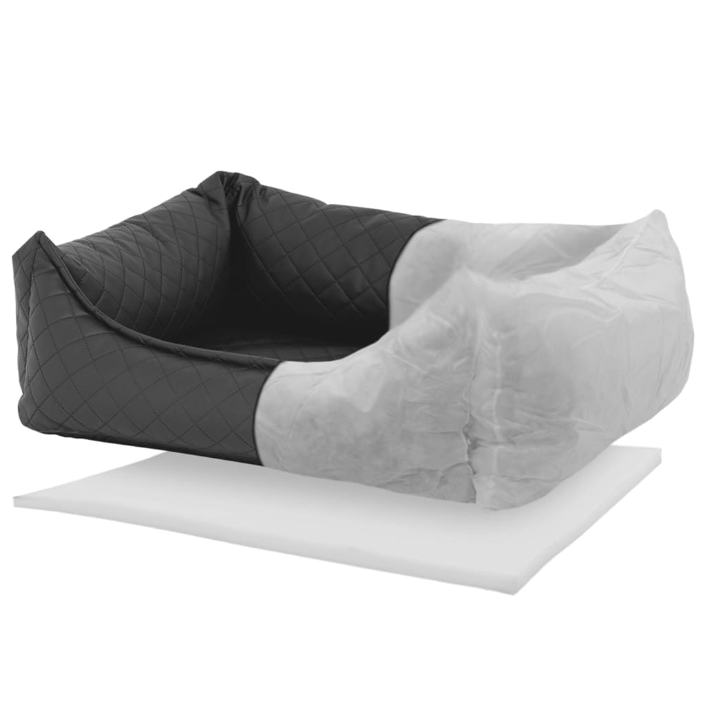 Madison Dog Bed Skai Check 100x80x25 cm grå