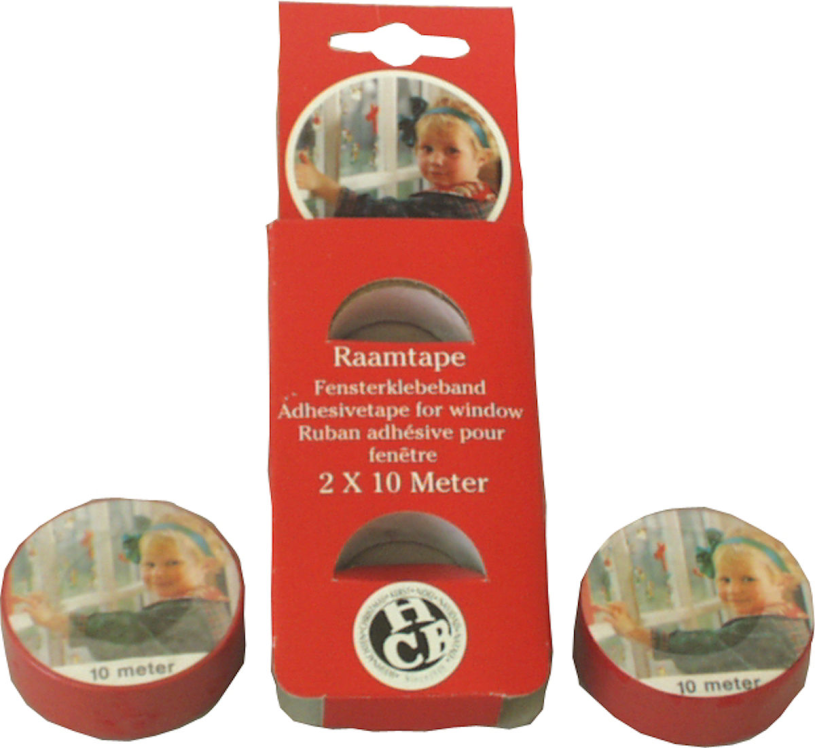 Raamtape rood 18mmx10mtr 2 rollen